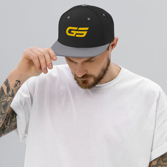 Casquette snapback noire/grise chinée avec logo GS jaune sur le devant